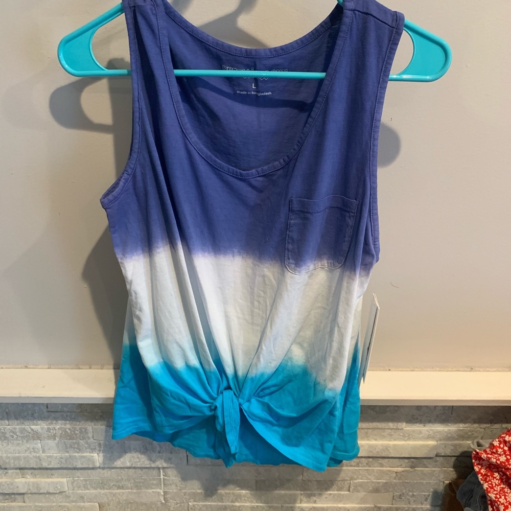 COPY - Dip dyed blue tie up tank